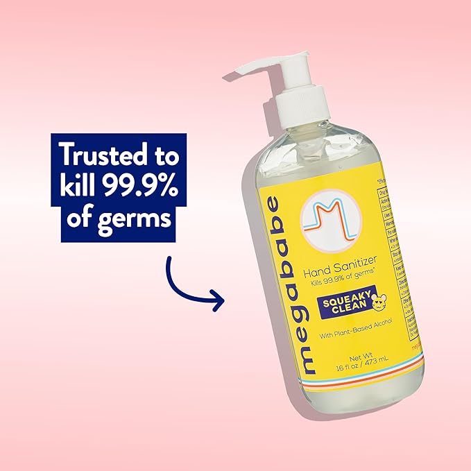Megababe Squeaky Clean Hand Sanitizer Pump 16oz (Pack of 2)