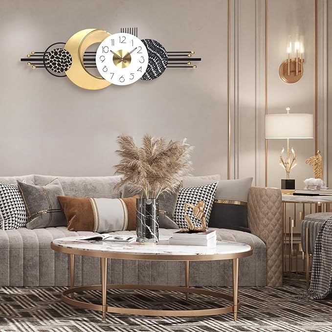 38x14 Inch Modern Large Wall Clock Battery Operated, Silent Non-Ticking Decorative Analog Clocks for Living Room, Bedroom, Office, Kitchen, Entryway