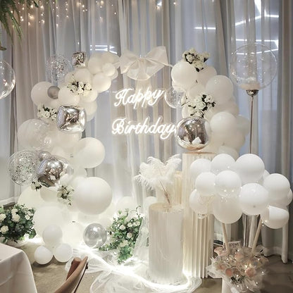 154pcs White Balloons Different Sizes 5/10/12/18 Inch Balloon Garland Kit,White Balloons for Balloon arch Birthday Weddings Anniversary Graduation Party Decorations