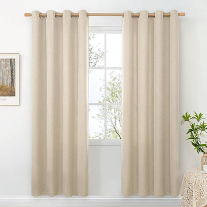 BGment Oatmeal Linen Curtains for Living Room 78 Inch Length 2 Panels Set, Country Rustic Window Drapes Textured Light Filtering for Bedroom Laundry Privacy, Each 52 Inch Wide
