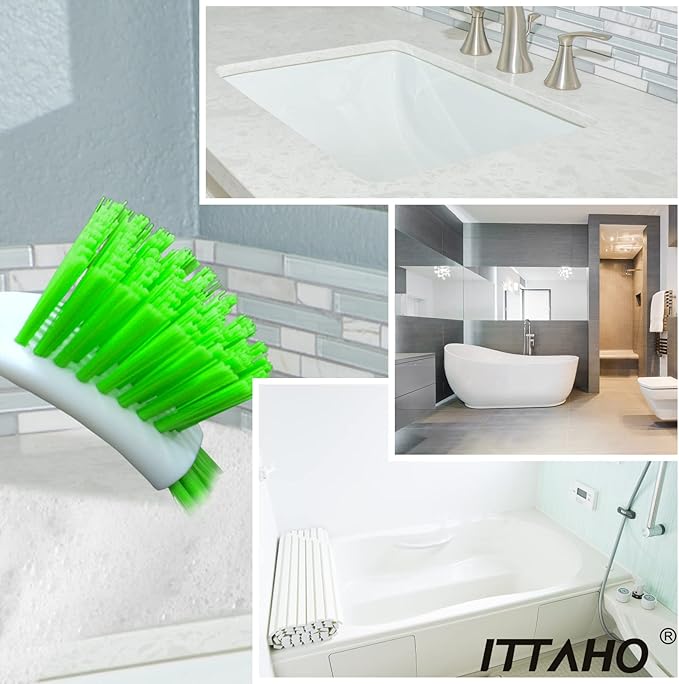 ITTAHO Dish Scrub Brush Kit, Kitchen Brush Set for Cleaning, Double Sided Bristles Scrubber Cleaner for Dishes,Sink,Pots,Pans,Bathroom Shower,Tile,Tubs - 3 Pack