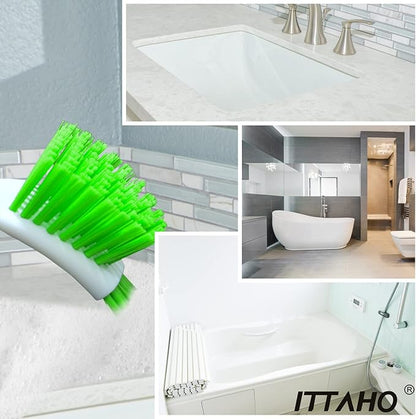 ITTAHO Dish Scrub Brush Kit, Kitchen Brush Set for Cleaning, Double Sided Bristles Scrubber Cleaner for Dishes,Sink,Pots,Pans,Bathroom Shower,Tile,Tubs - 3 Pack