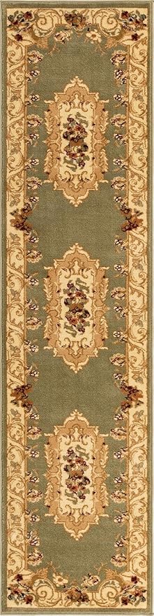 Rugs.com Chateau Collection Rug - 8 Ft Runner Green Medium Pile Rug