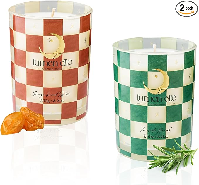 Winter Candle Gift Set for Women (2-Pack) - Gourmand, Fruity & Sweet Scented Soy Wax Candles, Clean Burning, Eco-Friendly, Cozy Home Decor Gift (8.8 oz Each) (Joyride Set No. 03)
