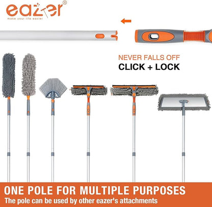 Eazer Squeegee Window Cleaner 2 in 1 Rotatable Window Cleaning Tool Kit with Elbow/Straight Extension Pole, 62‘’ Window Washing Equipment with Bendable Head for Indoor/Outdoor Car Glass