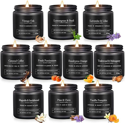 10 Pack Scented Candles Set Gifts for Men, Aromatherapy Candle Set Gift for Dad, Boyfriend, Birthday, Anniversary, Father's Day