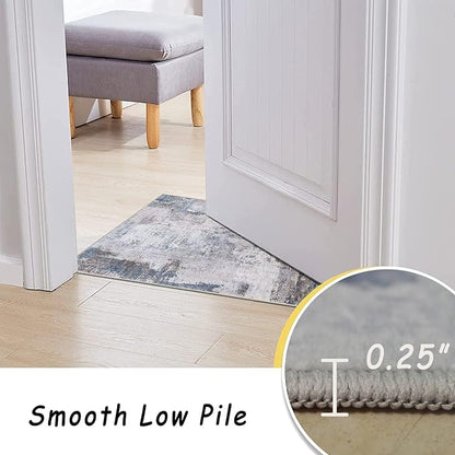 vivorug Runner Rug 2x10 Machine Washable Rug with Non-Slip Backing, Ideal for Kitchen Hallway Entryway Laundry Room - Modern Abstract, Durable, Easy Clean, Low Pile Carpet Runner, Grey/Navy
