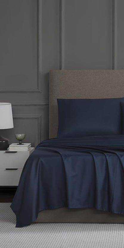 Linen Closet Luxury Cotton 1200 Thread Count Hotel Luxury 4-Piece Sheet Set, Full, Navy