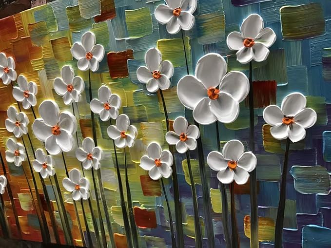 YaSheng Art - 100% Hand painted Art Beautiful colorful Oil Paintings On Canvas Abstract Art Texture Flowers Paintings Home Interior Decor Picture Canvas Wall Art Painting (24x48inch)