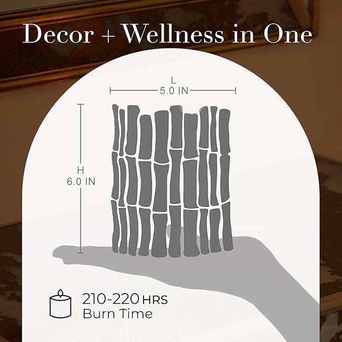 Luxury Bamboo Scented Candle – Large 34oz Jar with Soy Wax Blend & 2 Cotton Wicks – Long Burn Time 210–220 Hours – Fall Candles, Fall Scented Candles, Soy Candles for Home & Holiday Décor (Gold)