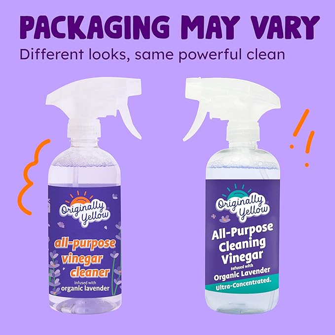 Originally Yellow Lavender Vinegar All Purpose Cleaning Spray | Cleaning Vinegar For home | Bathroom, & Kitchen | Plant-Derived All Purpose Cleaner Spray | distilled vinegar for cleaning | 3 Pack