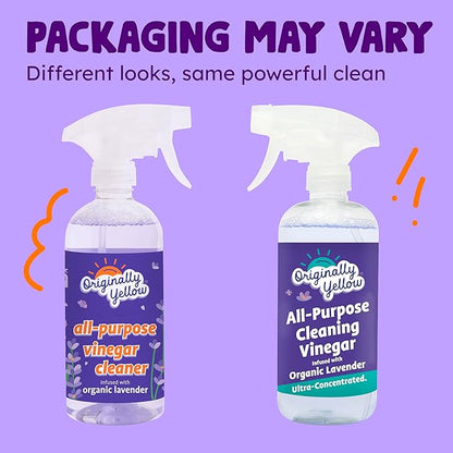 Originally Yellow Lavender Vinegar All Purpose Cleaning Spray | Cleaning Vinegar For home | Bathroom, & Kitchen | Plant-Derived All Purpose Cleaner Spray | distilled vinegar for cleaning | 3 Pack