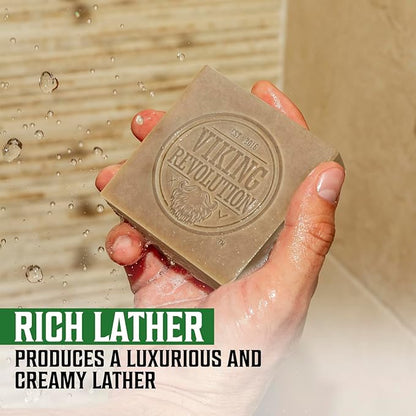 Viking Revolution Vetiver Natural Soap for Men - Mens Soap Bar with Essential Oils Cold Pressed Bar Soap for Men - Nourishing Mens Bar Soap with Coconut Oil, Shea Oil, Almond Oil (2 Pack)