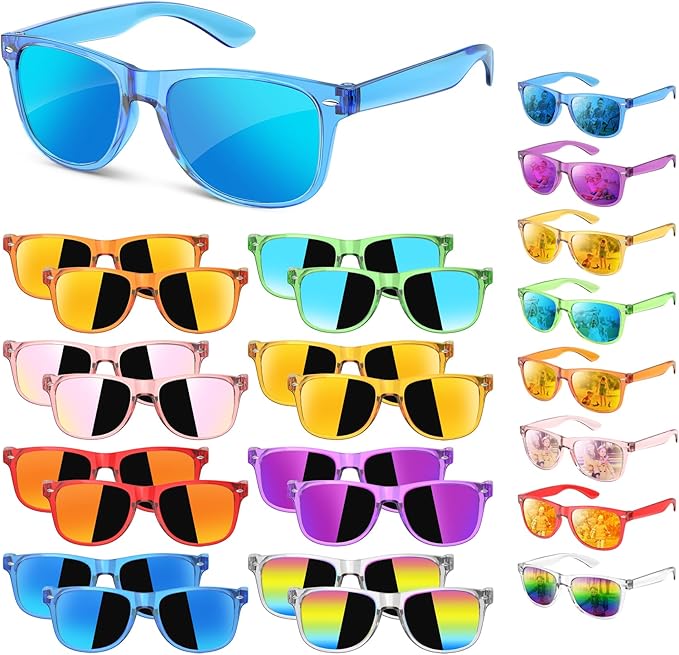 Sumsun Kids Sunglasses Bulk Party Favors, Boys Girls Sunglasses for Kids Age 3-8, UV400 Neon Glasses for Kid Pool Birthday