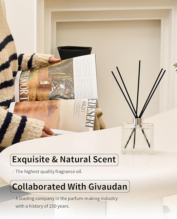 M&SENSE Lavender Lemon Reed Diffuser Set - 7.04oz Magical Oriental Scent Diffusers for Home with Sticks, Shelf Air Freshener for Bedroom Bathroom Office Decor