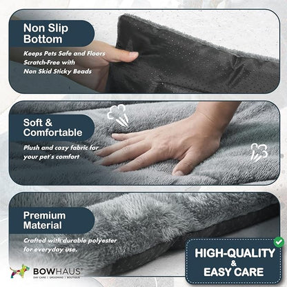 27.1" x 16.5” Machine-Washable Fluffy Dog Bed for 30" Kennel, Soft Crate Mat with Non-Slip Bottom, Cozy Pet Pad for Sleeping, Small, Medium Dog Kennel Flat Bed