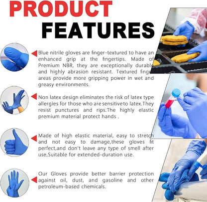 SANYU Nitrile Gloves, Powder-Free, Latex-Free, Non-Sterile, Food Safe, Disposable Gloves for Household, Heavy Duty, 4 Mil