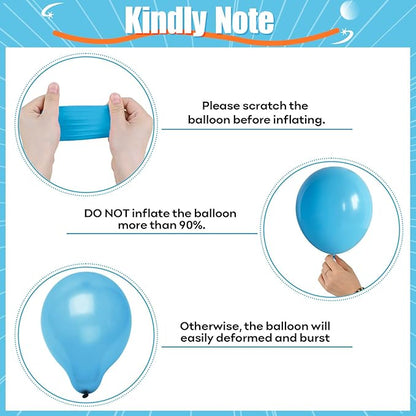 Blue and Orange Balloons, 60PCS 12 Inch Royal Light Blue and Orange Beige Balloon Confetti Balloons for Kids Space Theme Party Baby Shower Birthday Graduation Party Decoration