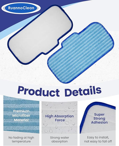 Steam Mop Pads Compatible with Newbealer NB603C NB602N Steam Cleaner for Home, 6 Packs Washable and Reusable Replacement Mop Pads for Hardwood, Laminate, Tile, and Ceramic Flooring