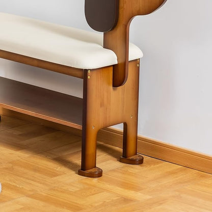 Shoe Bench with Cushion, 2-Tier Dog Entryway Bench Cute, Wood Shoe Rack Bench,19.69 inches