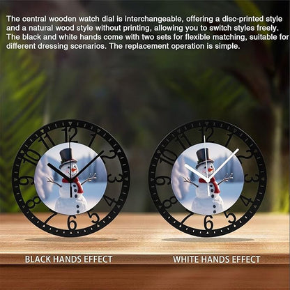 Wall Clock 10 Inch Silent Non-Ticking Modern Clocks Battery Operated - Analog Small Classic for Office, Home, Living Room,Bathroom, Kitchen, Bedroom, School,Snowman Clock