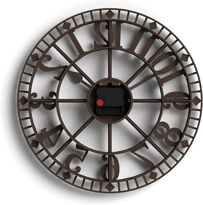 NEWGATE® Warehouse Wall Clock | Skeleton Clock | 16 inch | Mocha Brown with Brass Hands | Contemporary Vintage Style for Kitchen, Living Room or Office