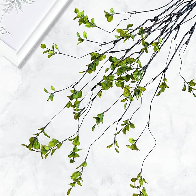 5 Pcs Artificial Ficus Branches Faux Eucalyptus Stems, 47.2 Inch Fake Greenery Stems Realistic Touch Faux Branches for Vase for Office Home Wedding Vase Filler Decoration