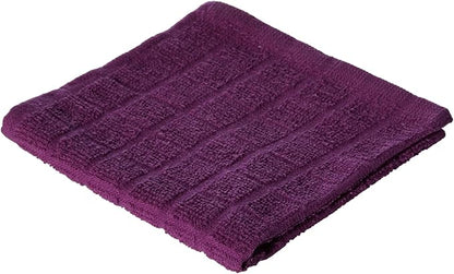 DII Basic Terry Collection Solid Windowpane Dishcloth Set, 12x12, Eggplant, 6 Piece