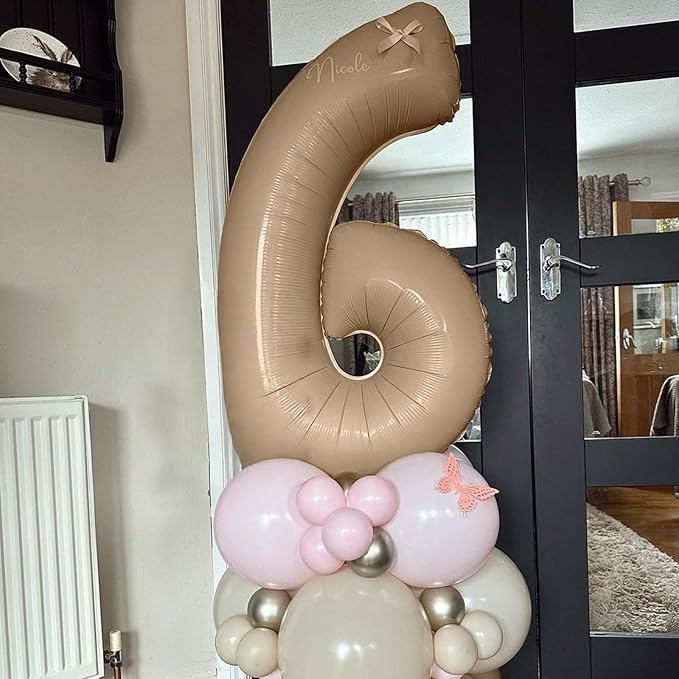 Apricot Number 3 Balloon for Girls Boys, 40 Inch Large Nude Number 0-9 Foil Balloons Set, Tan Digital 3 Balloons for Women Men Birthday Graduation Anniversary Party Decorations Celebration Supplies