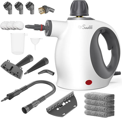 Handheld Steam Cleaner with Safety Lock, 500mL Large Tank & 19PCS Accessories - Multi-Surface Deep Cleaning for Kitchen, Bathroom, Car, Sofa - Removes Stubborn Grime, Sanitizes Surfaces (White)