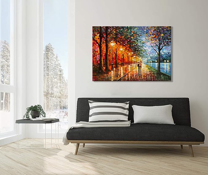 Alenoss Abstract Canvas Paintings 3D Modern Oil Paintings on Canvas 28x40 Inches Contemporary Colorful Wall Art Romantic Couples Blue Artwork for Home Decorations
