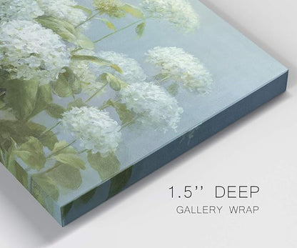 Wexford Home Home Decor Landscape Canvas Wall Art Abstract Floral Painting Modern Pictures Artwork Decoration for Living Room Kitchen Bathroom Office, Ready to Hang, white hydrangea garden, 32x48