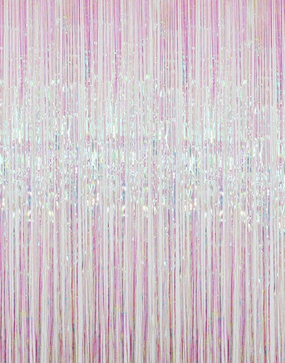 GOER 3.2 ft x 9.8 ft Metallic Tinsel Foil Fringe Curtains Party Photo Backdrop Party Streamers for Birthday,Graduation,New Year Eve Decorations Wedding Decor (Iridescent,1 Pack)