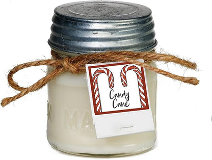 Aira Soy Christmas Candle Gift Set - Organic, Kosher, Vegan in Mason Jar w/Therapeutic Grade Essential Oils - Hand-Poured 100% Soy Candle Wax - No Paraffin - Christmas Tree & Candy Cane - 8 Ounce x 2