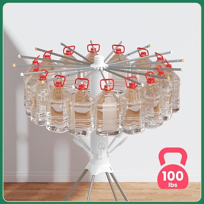 Clothes Drying Rack Foldable, 4-Legged Laundry Drying Rack Collapsible, Clothing Drying Rack with 4 Pulleys, 3-Tier Collapsible Drying Racks for Laundry and Shoes