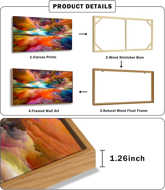 YYYYHPP WKYP2075 Abstract Wall Art Colorful Clouds Landscape Pictures Canvas Prints Paintings Ready to Hang for Living Room Bedroom Kitchen Home and Office Wall Decor