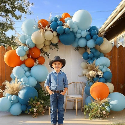 Blue Orange Balloon Arch Double Stuffed Latex Orange Sand White Balloons Light Blue White Balloon Garland for Birthday Fall Baby Shower Thanksgiving Harvest Autumn Home Decor
