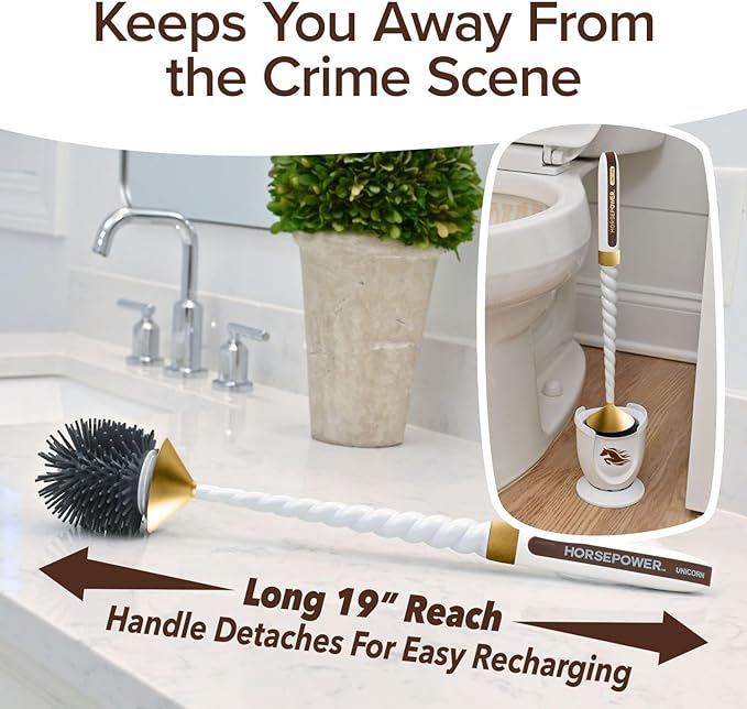 Horsepower Unicorn, AS-SEEN-ON-TV, Motorized Toilet Brush, Powerful Spinning Action (Unicorn Gold)