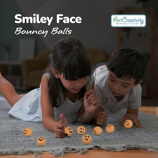 ArtCreativity Glow in the Dark Orange Smiley Face Bouncing Balls - Bulk Pack of 36 - 1 Inch High Bounce Bouncy Balls for Kids, Glowing Party Favors and Goodie Bag Fillers for Boys and Girls