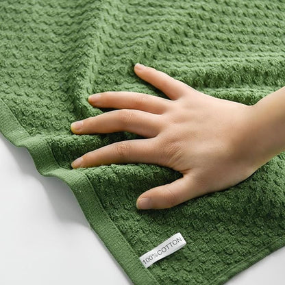 Artoid Mode Ring Spun Cotton Green Dishcloth Kitchen Towels, 12x12 Inch Ultra Soft Absorbent Quick Drying Household Cleaning Kitchen Rags Set of 4