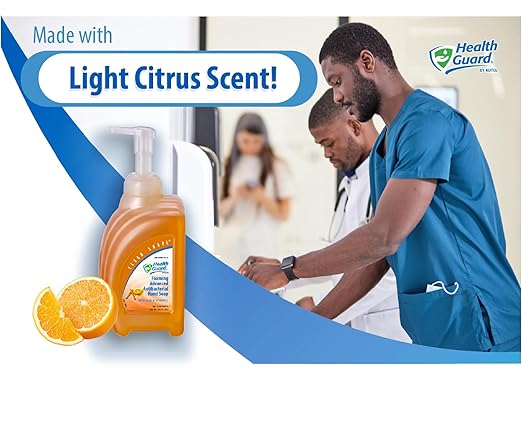 Health Guard 21314 Foaming Advanced Antibacterial Hand Soap, 950 mL Clean Shape Pump Bottle, Amber with Citrus Spice Scent (Pack of 4)