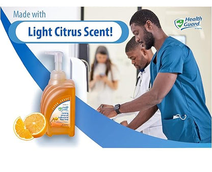 Health Guard 21314 Foaming Advanced Antibacterial Hand Soap, 950 mL Clean Shape Pump Bottle, Amber with Citrus Spice Scent (Pack of 4)
