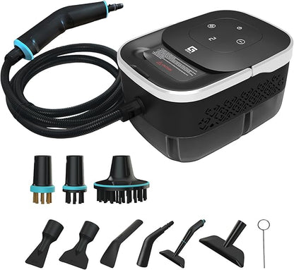 2500W Handheld Steam Cleaner,10 Accessories with 8 Adjustable Pressures for Tile/Grease/Carpet, 45oz Large Tank Chemical Free Cleaning, Portable Multi-Surface Steamer for Home Cars Kitchens (White)