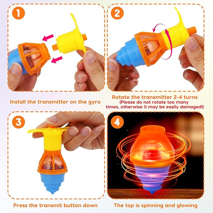 24PCS Light Up Spinning Tops Glow Party Favors for Kids 3-5 4-8 8-12 Valentine Goodie Bag Stuffers Birthday Return Gifts Classroom Treasure Box Toys Carnival Prize Fidget Spinner Bulk Toddler Boy Girl
