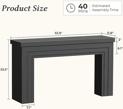 Huuger 54 Inch Entryway Table, Retangular Console Table with Storage, Farmhouse Sofa Table Behind The Couch, Long for Entrance, Hallway, Foyer, Living Room, Black