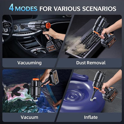 Car Vacuum Portable Cordless, 40,000Pa High Power Dust Buster, 6-in-1 Handheld Vacuum Cleaners for Home, Car, Pet Hair, Keyboard, Black