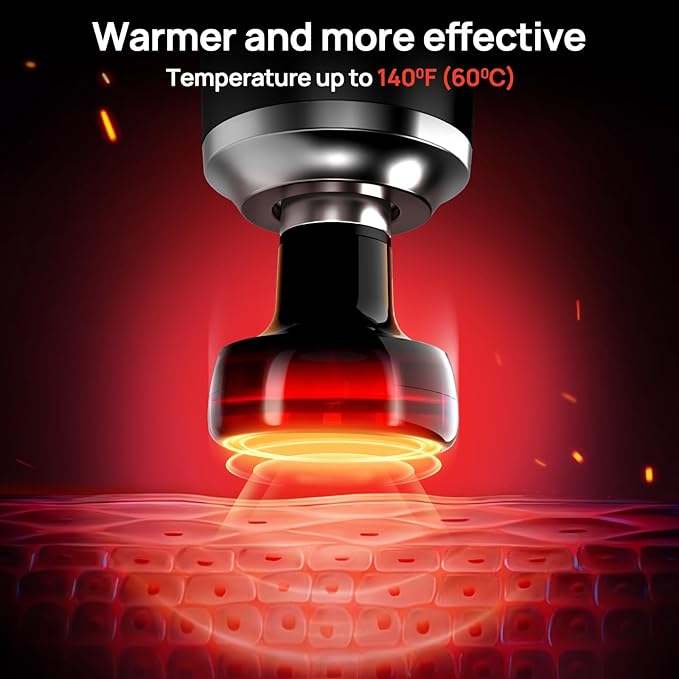 Professional Muscle Massage Gun with Heat, Portable Handheld Muscle Massager, Percussion Back Body Masajeador 12mm Amptitude for Athletes, Runner, Gifts for Men Women