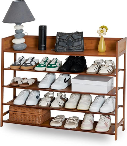 latifolia Shoe Rack, 5-Tier Bamboo Shoe Rack Organizer for Entryway Hallway, Brown(39.40''L)