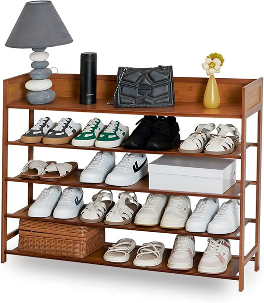 latifolia Shoe Rack, 5-Tier Bamboo Shoe Rack Organizer for Entryway Hallway, Brown(39.40''L)