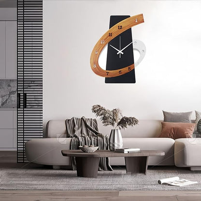 Modern Large Decorative Wall Clock，17 inch Black Silent Non-Ticking Nordic Metal Wall Clocks for Living Room Home Kitchen Bedroom Cafes Office Staircase，Arabic Numerals Quartz Clock(35x44cm)